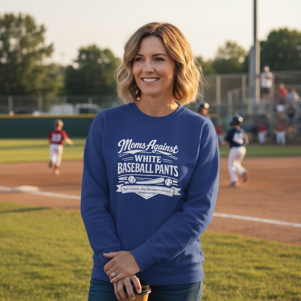 Moms Against White Baseball Pants Crew